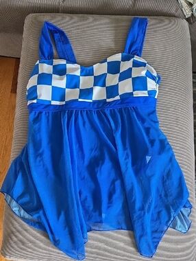 Blue Checkerboard Swim Dress XXL